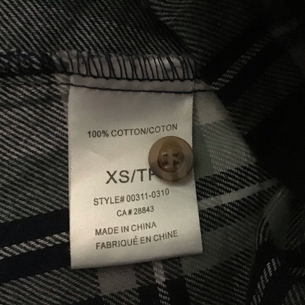 Womens Navy and White Plaid Button-Down Shirt - Picture 6 of 6